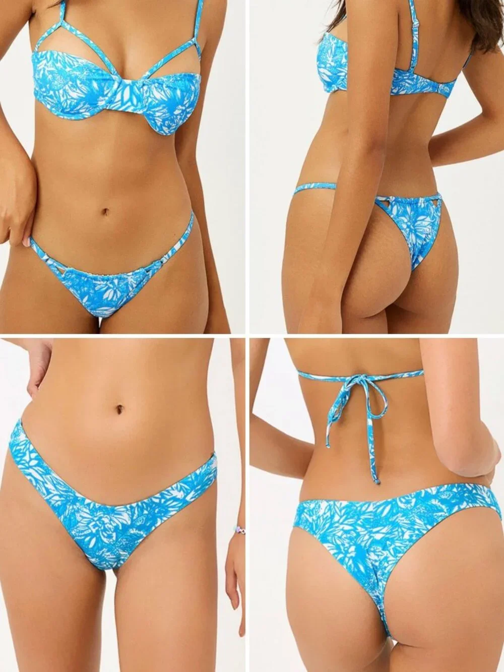 FRANKIES BIKINIS Bundle/Lot of 3 Iris Print Bikini - 1 Top & 2 Bottoms / All NWT
